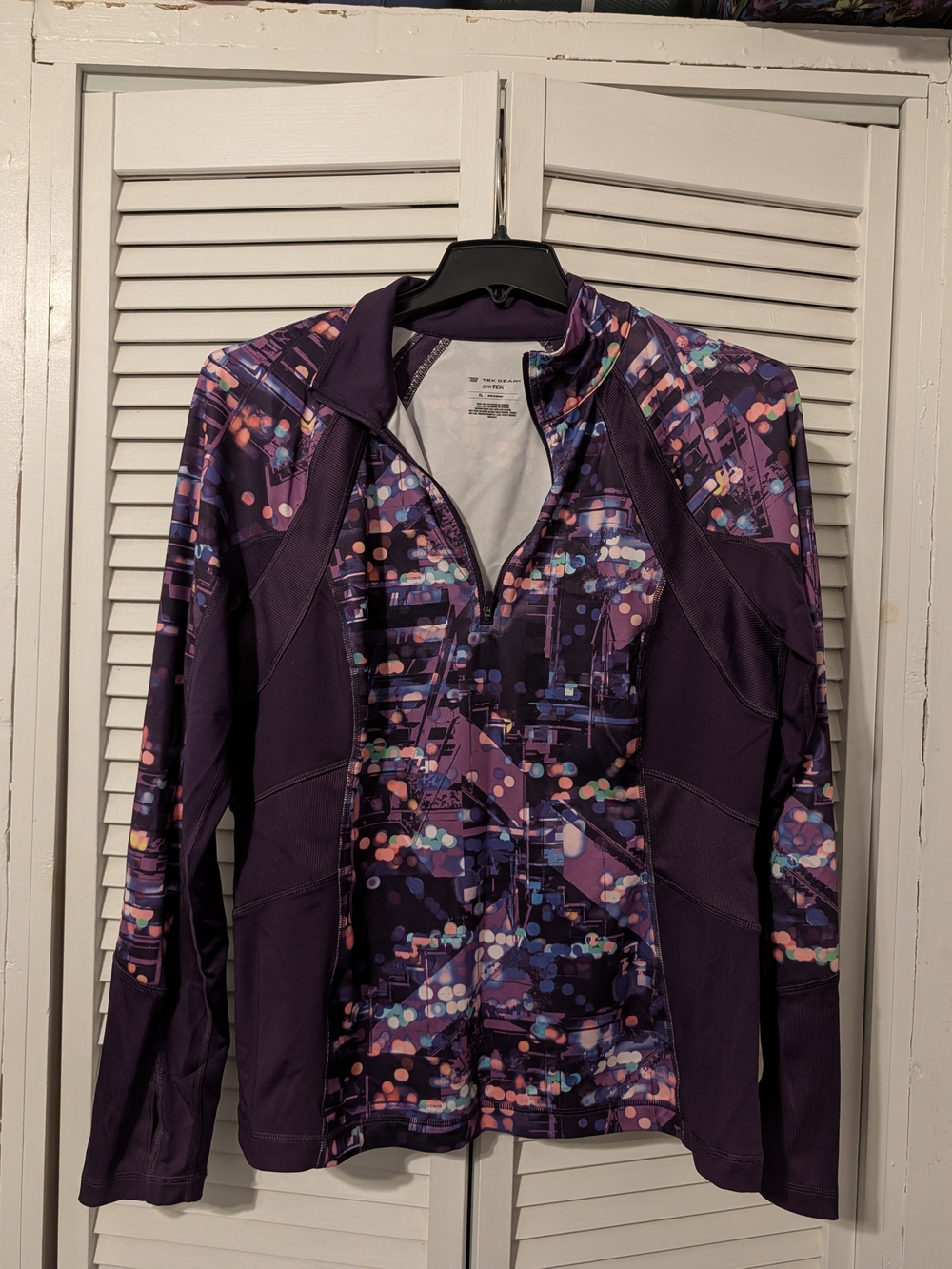 tek gear Purple Multicolor Patterned Half-Zip Active Jacket